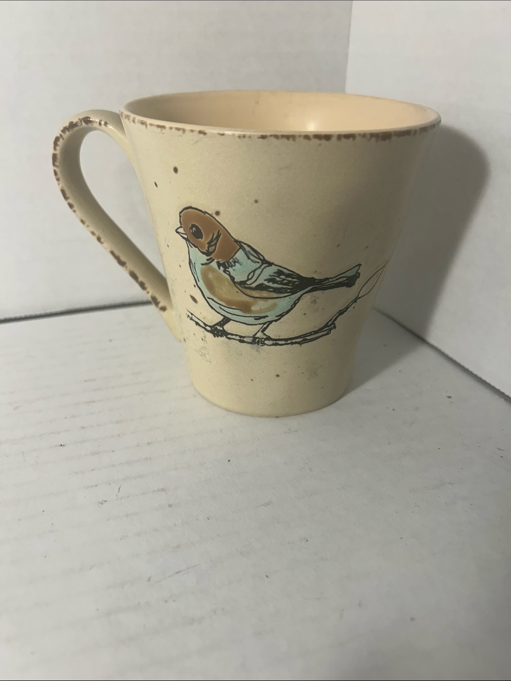 Bird Print Ceramic Mug in Cream - Pets Bird
